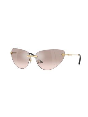 Versace Rimless Cat Eye Sunglasses in Rose-Tint with Gold Accents